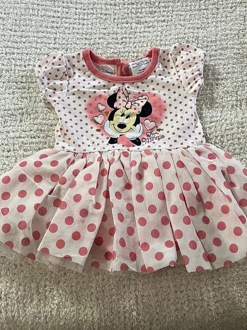 Disney Minnie Mouse Pink Polka Dot Tulle Dress Pink & White Polka Dot Tulle